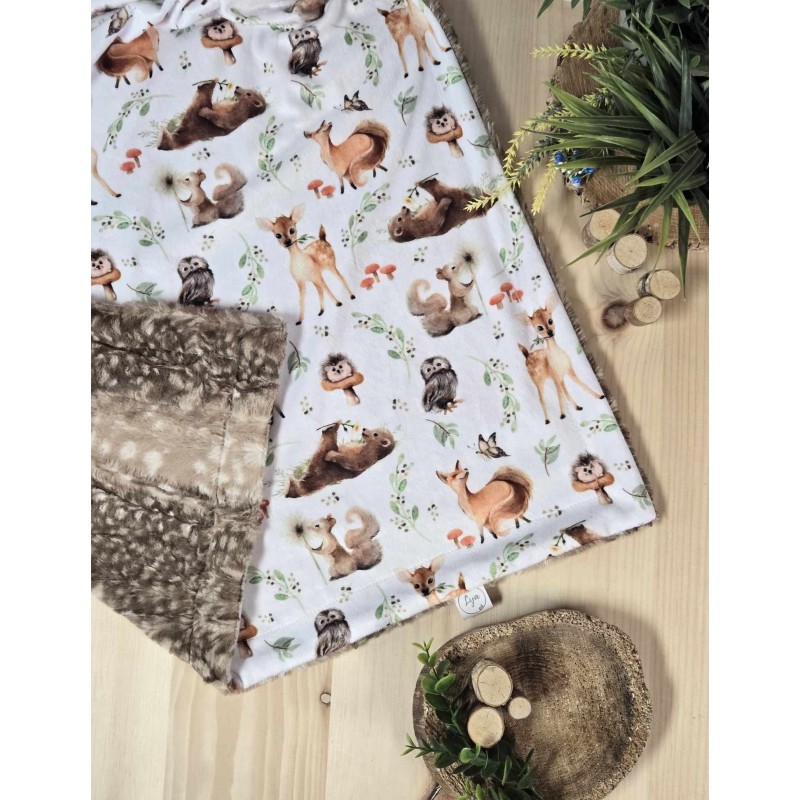Floral woodland - Made to order - Blanket - Plain fur to be chosen upon reception of the printed fabric